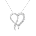 .925 Sterling Silver 1 cttw Diamond Heart and Ribbon 18" Pendant Necklace (I-J Clarity, I2-I3 Color) - 18" by Bids.com
