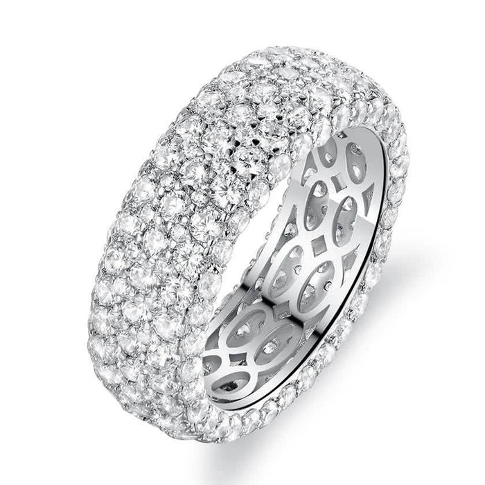 18K White Gold Plated Five Row Eternity Ring Made with Swarovski Elements by DailySale