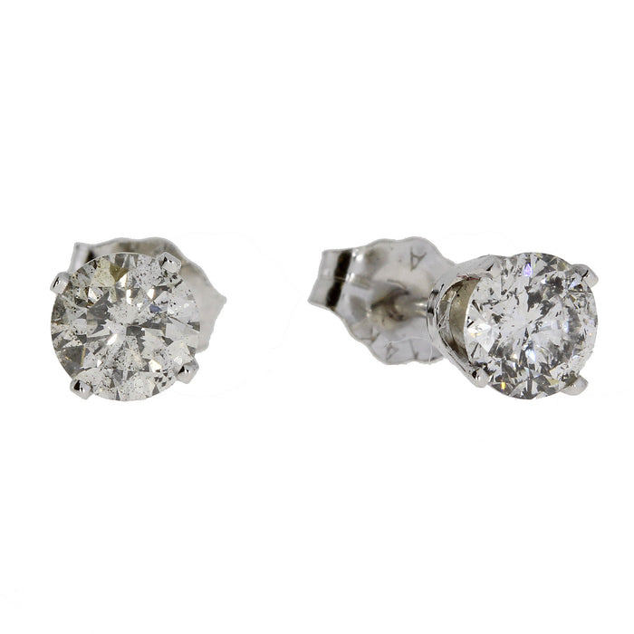 1.00ct Diamond Stud Earrings 14KT White Gold by Bids.com