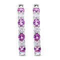 10K White Gold, Â½ Cttw Diamond, & Â½ Cttw Lab-Grown Blue Sapphire Leverback Hoop Earrings (H-I Color, I1-I2 Clarity) by Bids.com