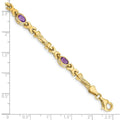 Oval Purple Amethyst Bezel 10K Yellow Gold Fancy Link Bracelet by Fine Color Jewels
