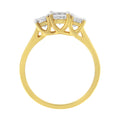 10K Yellow Gold Princess-Cut Diamond Three Stone Band Ring (1 Cttw, J-K Color, I1-I2 Clarity) - Size 6 by Bids.com