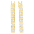 10K Yellow Gold Round and Baguette Cut Diamond Oblong Hinged Leverback Hoop Earrings (Â¼ Cttw, I-J Color, I2-I3 Clarity) by Bids.com