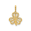 Three Leaf Clover Charm 14K Yellow Gold Pendant by Fine Color Jewels