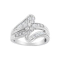 10K White Gold 1/2 cttw Diamond Cluster Ring (H-I Clarity, I2-I3 Color) - Size 6