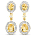 18K Yellow Gold Plated 5.70 Carat Genuine Citrine and White Topaz .925 Sterling Silver Earrings by Bids.com