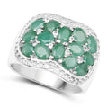 2.20 Carat Genuine Emerald & White Topaz .925 Sterling Silver Ring by Bids.com