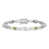 Oval Olive Green Peridot Bezel Sterling Silver Greek Key Link Bracelet