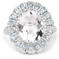 5.90 Carat Genuine Crystal Quartz and Swiss Blue Topaz .925 Sterling Silver Ring by Bids.com
