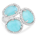 5.30 Carat Genuine Amazonite And White Topaz .925 Sterling Silver Ring by Bids.com