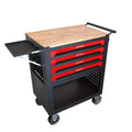 4 Drawers Multifunctional Tool Cart With Wheels And Wooden Top by DailySale