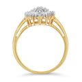 10K Yellow Gold 1/2 Cttw Round & Baguette Cut Diamond Pear Shaped Domed PavÃ© Cluster with Halo Cocktail Ring (J-K Color, I1-I2 Clarity) - Size 4-1/4 by Bids.com