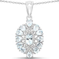 1.89 Carat Genuine Aquamarine and White Topaz .925 Sterling Silver Pendant by Bids.com