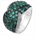 2.28 Carat Genuine Emerald & White Topaz .925 Sterling Silver Ring by Bids.com