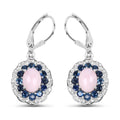 4.00 Carat Genuine Opal Pink, Blue Sapphire and White Topaz .925 Sterling Silver Earrings by Bids.com