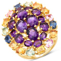 9.04 Carat Genuine Multi Stones .925 Sterling Silver Ring by Bids.com