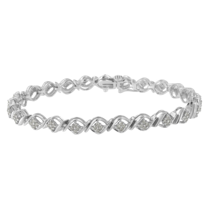 Sterling Silver Diamond Cluster Link Bracelet (1 cttw, I-J Color, I2-I3 Clarity) by Bids.com