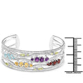 4.82 Carat Genuine Multi Stones .925 Sterling Silver Cuff Bangle by Bids.com