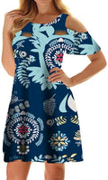 Misyula Style Women Summer Cold Shoulder Floral Flowy T-Shirt Dress, XL by Vanessa Jane