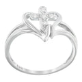 10K White Gold Diamond-Accented Cross & Open Heart Promise Fashion Ring (H-I Color, I1-I2 Clarity) - Size 7 by Bids.com