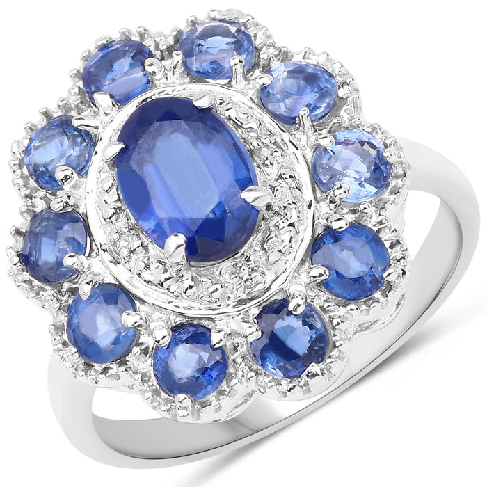 2.47 Carat Genuine Kyanite & White Topaz .925 Sterling Silver Ring by Bids.com