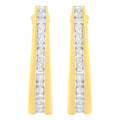 10K Yellow Gold 1 cttw Channel Set Diamond J-Hoop Earrings (H-I Clarity, I1-I2 Color) by Bids.com