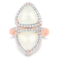 18K Rose Gold Plated 7.58 Carat Genuine Prehnite and White Topaz .925 Sterling Silver Ring by Bids.com