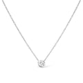 10K White Gold 1/10 Carat Round Brilliant-Cut Diamond Modern Bezel-Set Solitaire 16"-18" Pendant Necklace (H-I Color, SI2-I1 Clarity) by Bids.com