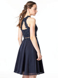 Say Yes to the Prom Juniors Rhinestone Applique Top, Navy, Size 13 by Vanessa Jane