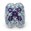 5.53 Carat Genuine Amethyst & Blue Topaz .925 Sterling Silver Ring by Bids.com