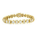 14K Yellow Gold 7.50 Cttw Princess and Baguette Diamond Geometric Link Bracelet by Bids.com