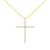10K Yellow Gold Plated .925 Sterling Silver 3.0 Cttw Prong-Set Round Brilliant Cut Diamond Cross 18" Pendant Necklace (J-K Color, I1-I2 Clarity)