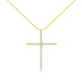 10K Yellow Gold Plated .925 Sterling Silver 3.0 Cttw Prong-Set Round Brilliant Cut Diamond Cross 18" Pendant Necklace (J-K Color, I1-I2 Clarity) by Bids.com