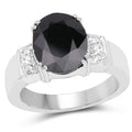5.29 Carat Genuine Black Sapphire and White Topaz .925 Sterling Silver Ring by Bids.com