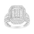 .925 Sterling Silver Round and Baguette Diamond Cathedral Ring (0.75 Cttw, H-I Color, I2-I3 Clarity) - Size 7 by Bids.com