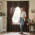 Achim Halley Satin 6-Piece Window Set With Austrian Valance, Chocolate, 56x84 by Vanessa Jane