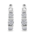 .925 Sterling Silver 1/2 Cttw Lab Grown Round Diamond Floral Cluster Hoop Earrings (F-G Color, SI1-SI2 Clarity) by Bids.com