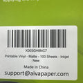 Printable Vinyl Sticker Paper for Inkjet, Matte White, 100 Self-Adhesive Sheets by Price Is Right Miami