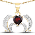 14K Yellow Gold Plated 1.05 Carat Genuine Garnet and White Topaz .925 Sterling Silver Pendant by Bids.com
