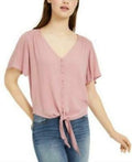 Ultra Flirt Juniors Button-Front Tie-Waist Blouse by Vanessa Jane
