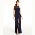 Emerald Sundae Juniors Lace-Trim Halter Dress, Navy, Size XS by Vanessa Jane