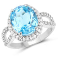 6.03 Carat Genuine Swiss Blue Topaz & White Topaz .925 Sterling Silver Ring by Bids.com