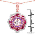 Rhodolite Garnet & Amethyst Prong Rose Gold Plated Silver Cluster Pendant Necklace by Fine Color Jewels