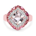 14K Rose Gold Plated 3.11 Carat Genuine Morganite, Pink Tourmaline & White Topaz .925 Sterling Silver Ring by Bids.com