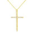 10K Yellow Gold Plated .925 Sterling Silver 3.0 Cttw Prong-Set Round Brilliant Cut Diamond Cross 18" Pendant Necklace (J-K Color, I1-I2 Clarity) by Bids.com