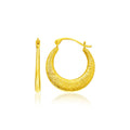 14k Yellow Gold Graduated Round Textured Hoop Earrings by Bids.com