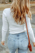 Cable Crossed V Neck Sweater - White by Boutique 23