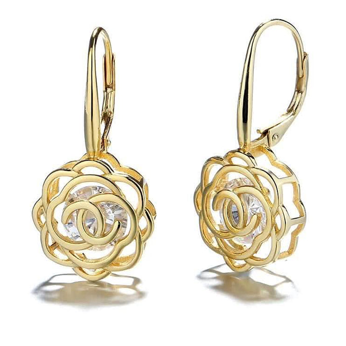 Caged Swarovski Crystal Rose Lever Back Earrings by DailySale