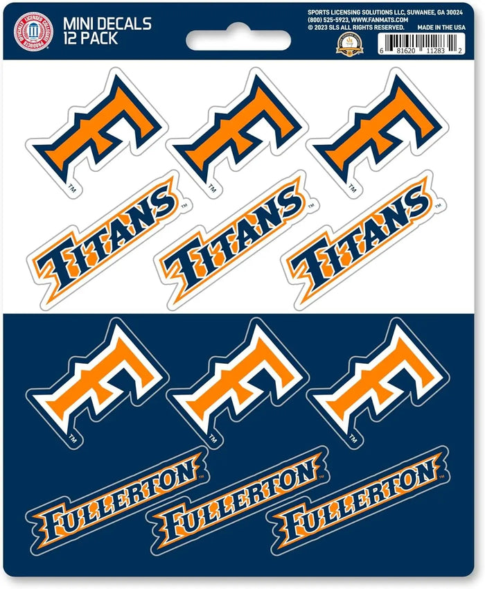 California State University Fullerton Titans 12-Piece Mini Decal Sticker Set, 5x6 Inch Sheet, Gift for football fans for any hard surfaces around home, automotive, personal items by Fielders Choice