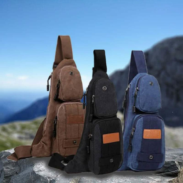 Canvas Shoulder Bag with Multiple Compartments by DailySale